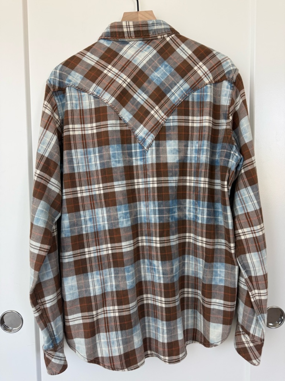Ryan Michael Brown & Light Blue Plaid Button-Up Western Style Shirt - Picture 6 of 7
